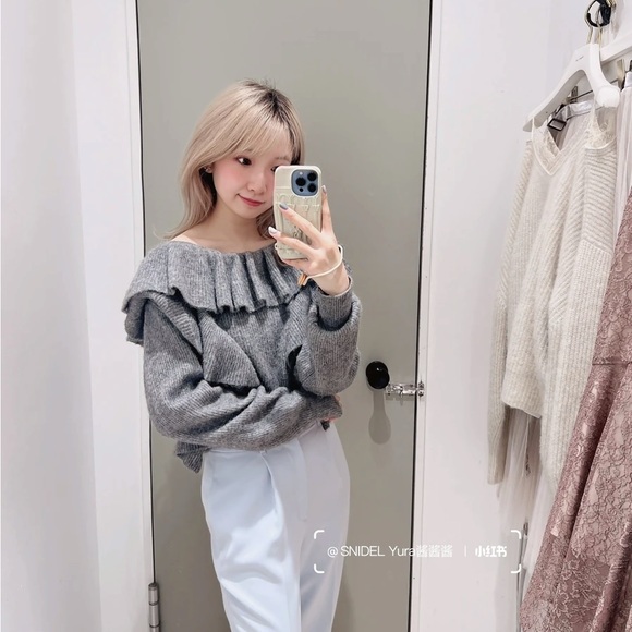 FRAY ID Women's Alpaca Wool Offshore Ruffle Knit - Picture 6 of 7